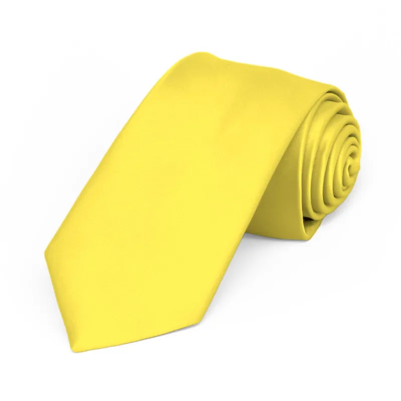 Yellow Premium Slim Necktie, 2.5" Width sold by TieMart