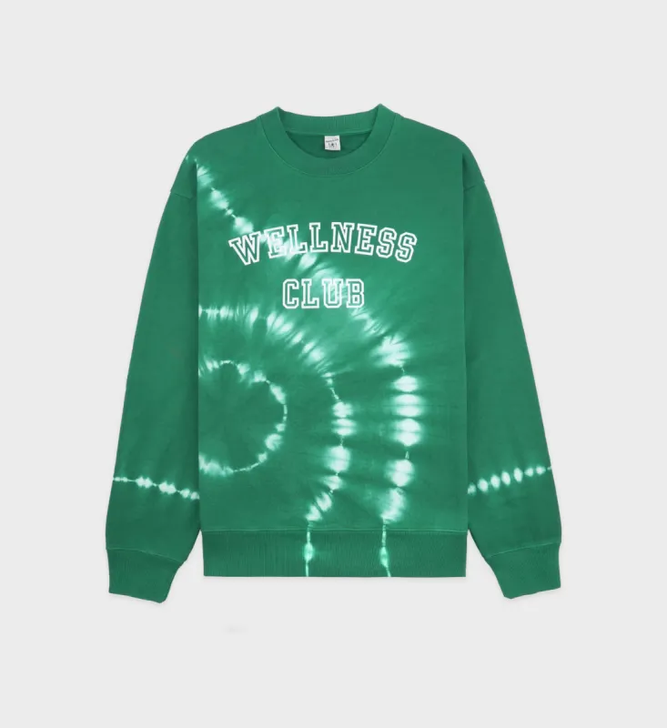Wellness Club Flocked Crewneck - Gemstone Tie Dye sold by Sporty and Rich