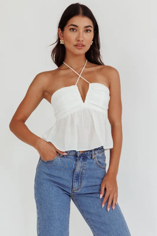 Asiah Halter Neck Cami Top Off White sold by Selfie Leslie