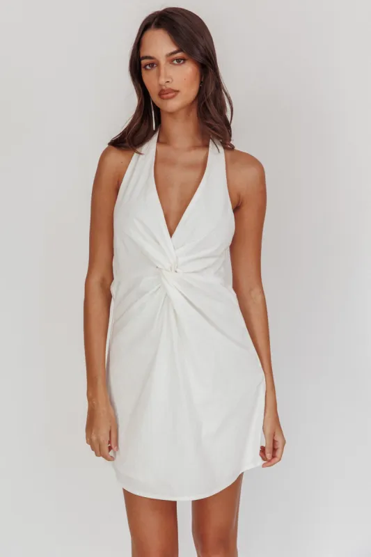 Zoriah Twist Bust Halterneck Mini Dress White sold by Selfie Leslie