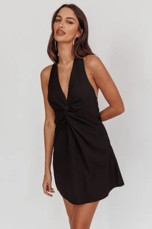 Zoriah Twist Bust Halterneck Mini Dress Black sold by Selfie Leslie