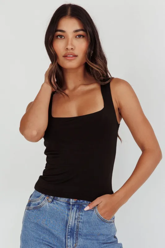 Tabatha U-Neckline Top Black sold by Selfie Leslie