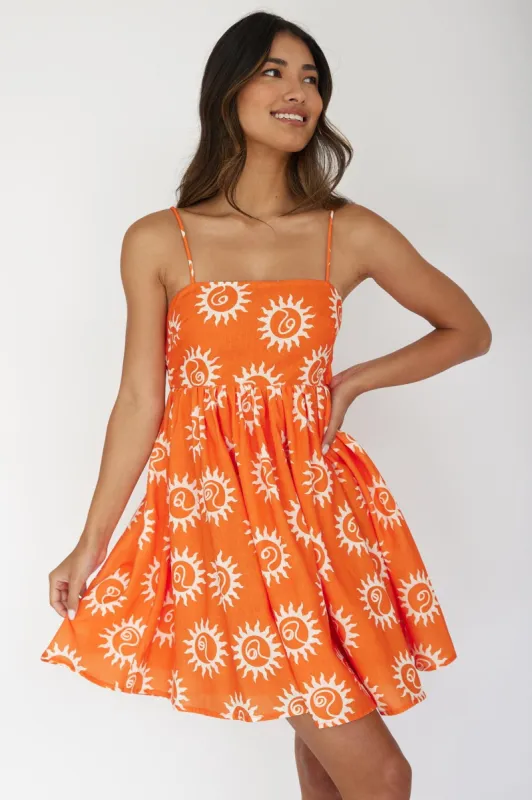 Sweet Solace Back Tie Mini Dress Sun Orange sold by Selfie Leslie