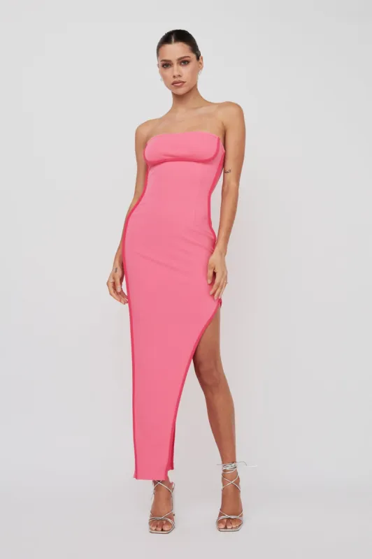 October Strapless Piping Midi Dress Hot Pink sold by Selfie Leslie