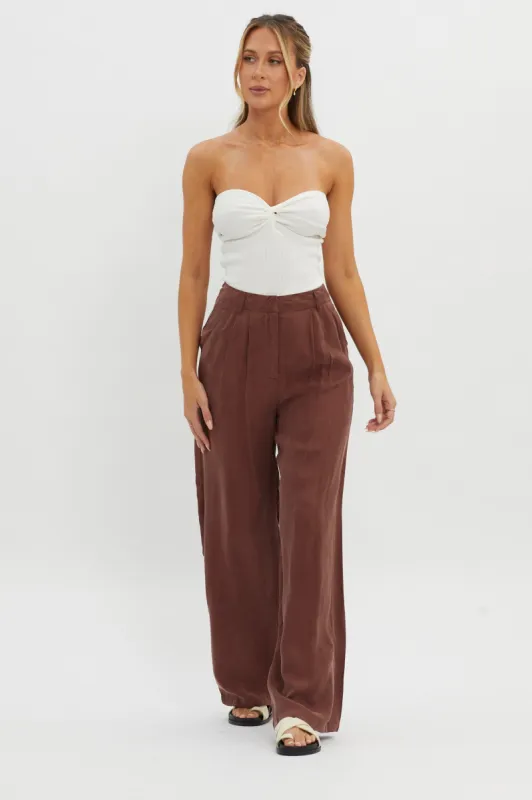 Dodie Straight Leg Trouser Pants Choco sold by Selfie Leslie