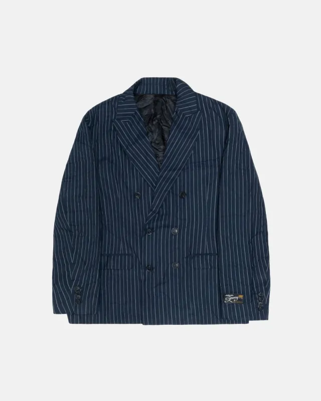 DOUBLE-BREASTED BLAZER WRINKLED STRIPE sold by Stussy