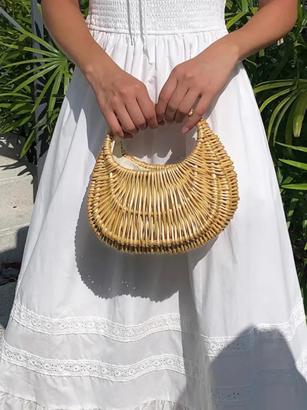 Vintage Wicker Basket Bag sold by COMMENSE