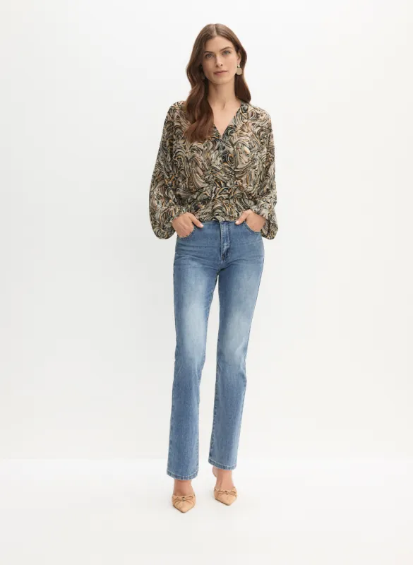 Faux-Wrap Blouse & Rhinestone Detail Jeans sold by Melanie Lyne