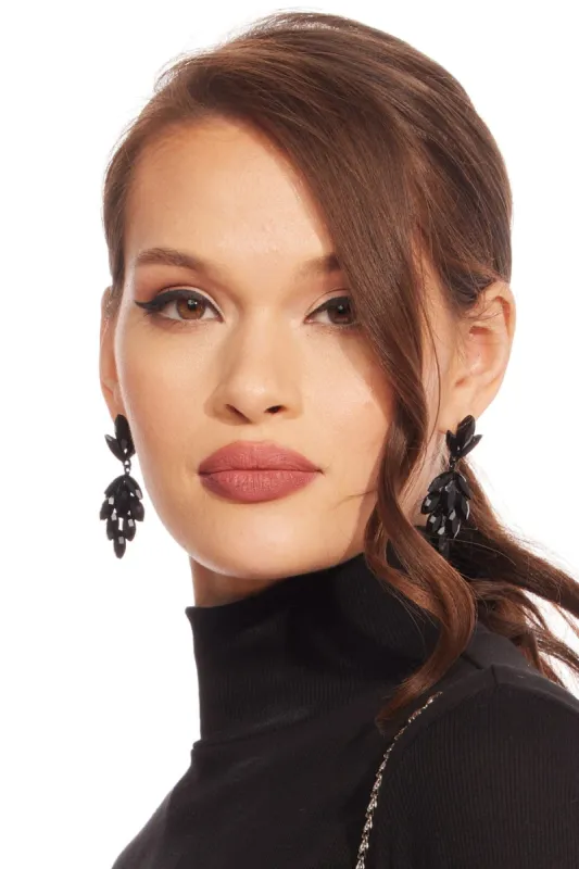 Black Crystal Chandelier Earrings sold by Eva Franco