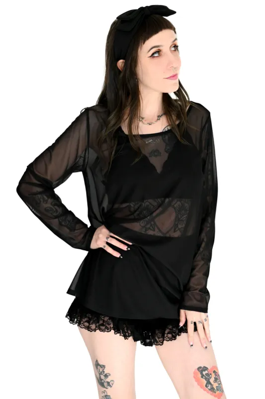 Oversized Mesh Long Sleeve Top - No Restock! sold by Foxblood