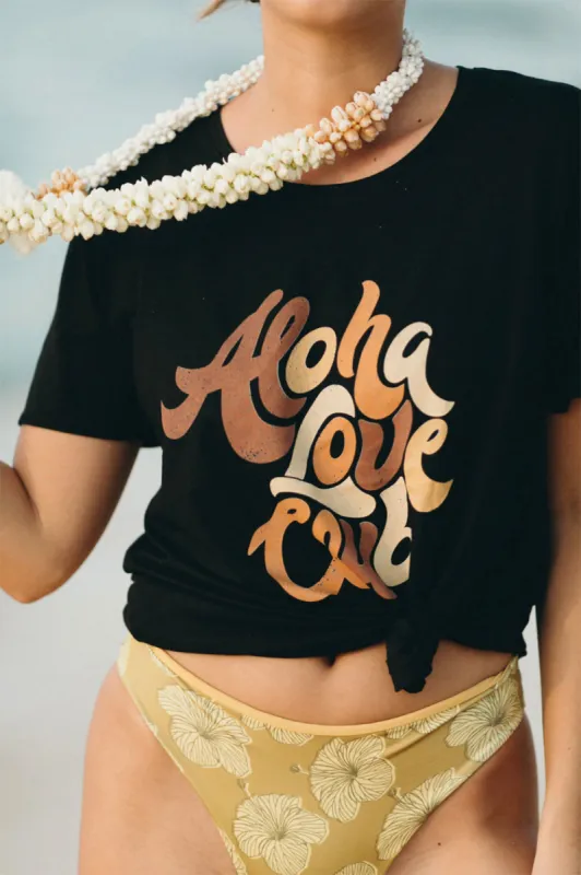 Dolkii Tee Aloha Love Club '19 in Lava Black sold by Society Bikini