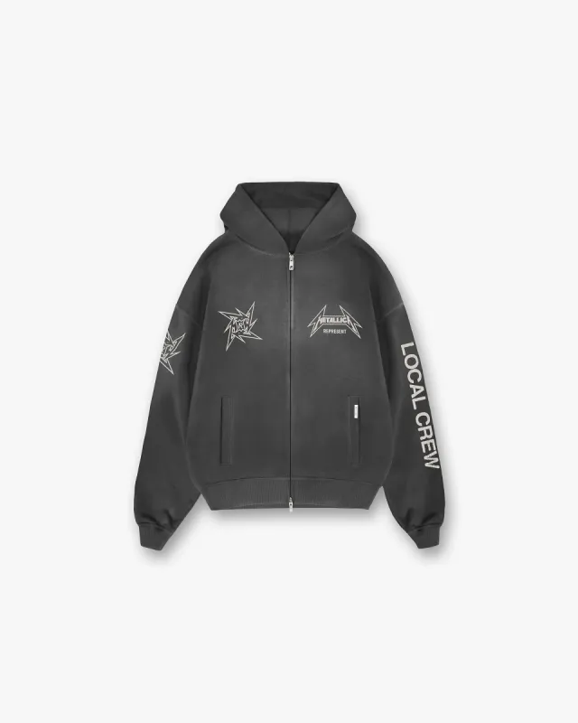 Represent X Metallica Local Crew Zip Hoodie - Stained Black sold by Represent