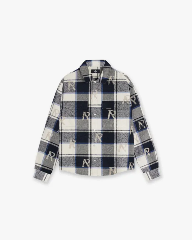 All Over Initial Flannel Shirt - Blue Check sold by Represent