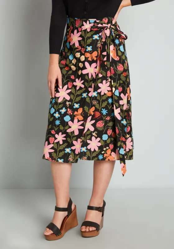 Wild Strawberry Bouquet Wrap Skirt sold by Modcloth