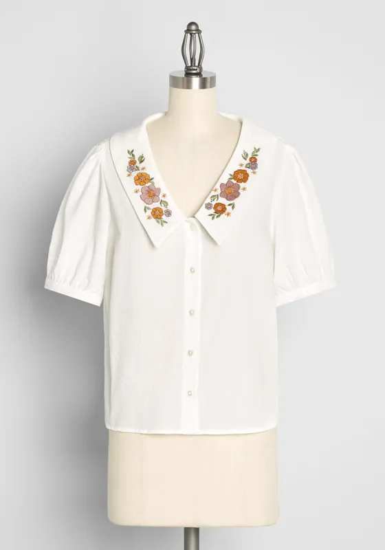 Glimpse Of The Garden Embroidered Blouse sold by Modcloth