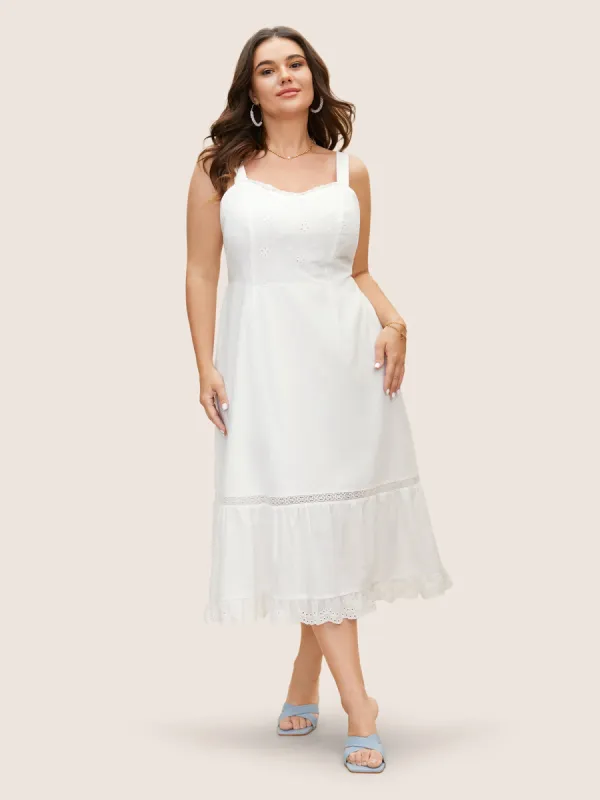 Broderie Anglaise Patchwork Lace Trim Cami Dress sold by Bloomchic