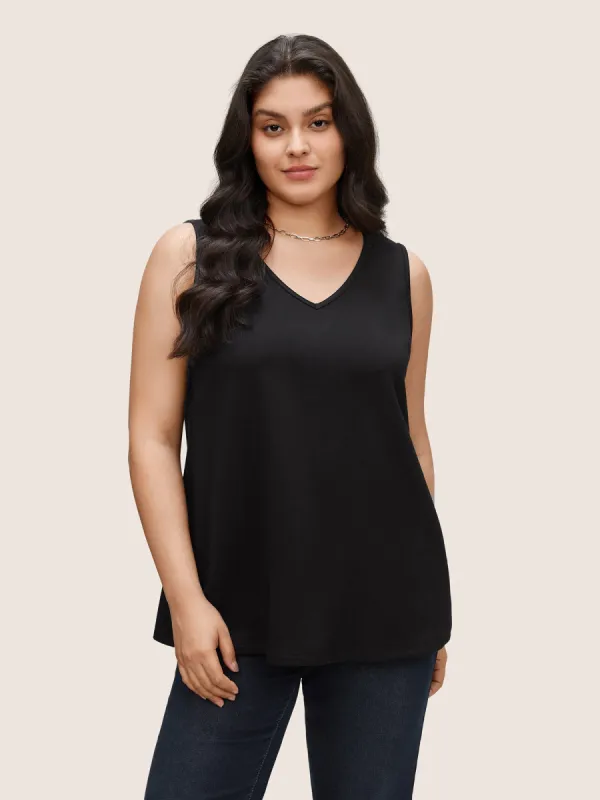 Solid V Neck Basic Tank Top sold by Bloomchic
