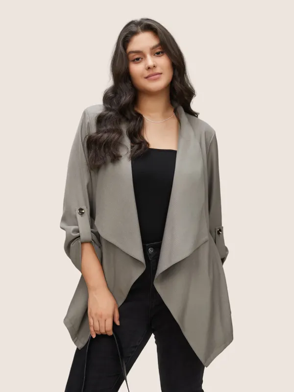 Lapel Collar Tab Sleeve Hanky Hem Blazer sold by Bloomchic