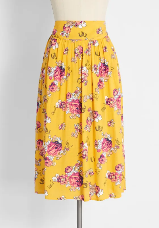 Swinging Saddles Midi Skirt sold by Modcloth