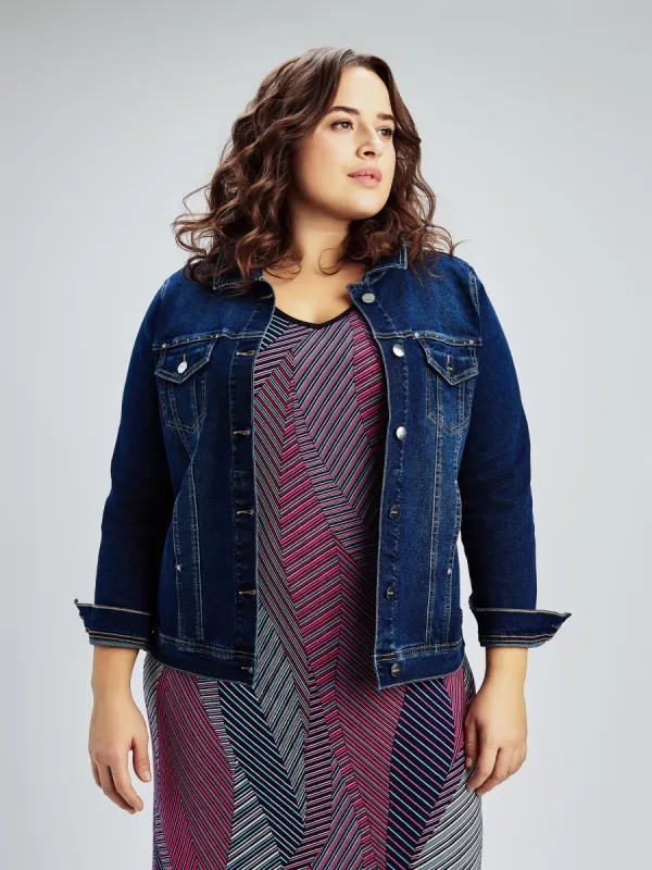 Long-sleeve semi-fitted denim jacket sold by Claire France