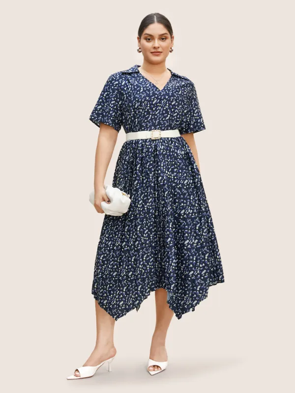 Allover Print Pleated Hanky Hem Dress sold by Bloomchic