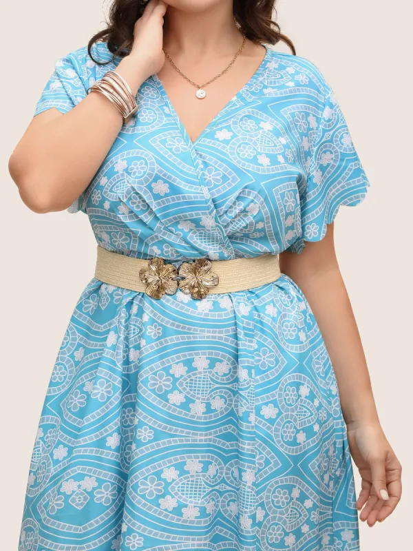 Flower Metal Buckle Detail Elastic Weave Belt sold by Bloomchic