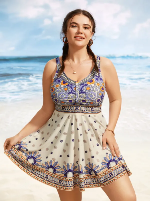Bandana Print Elastic Waist Gathered Swim Dress sold by Bloomchic
