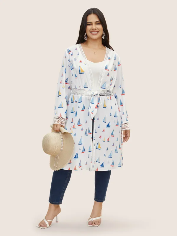 Marine Elements Knotted Cut Out Kimono sold by Bloomchic