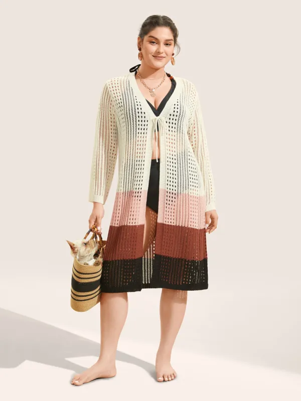 Colorblock Contrast Tie Knot Cut Out Swim Cover Up sold by Bloomchic
