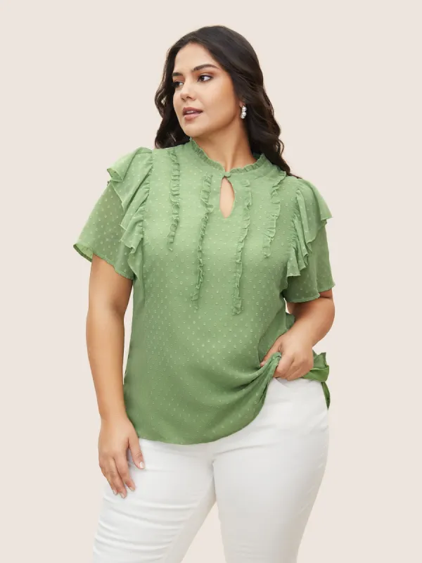 Texture Frill Trim Ruffle Sleeve Blouse sold by Bloomchic