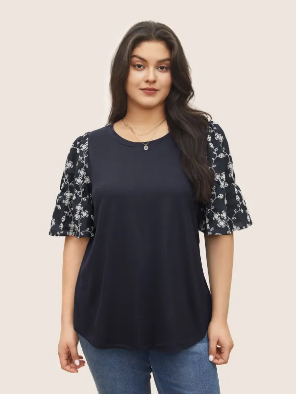Ditsy Floral Patchwork Broderie Anglaise T-shirt sold by Bloomchic