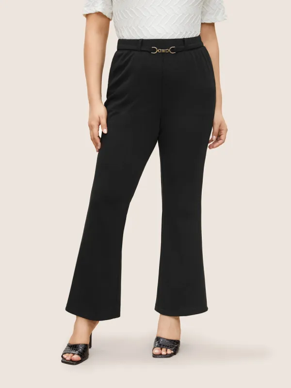 Flare Leg Pocket Metal Buckle Detail Pants sold by Bloomchic