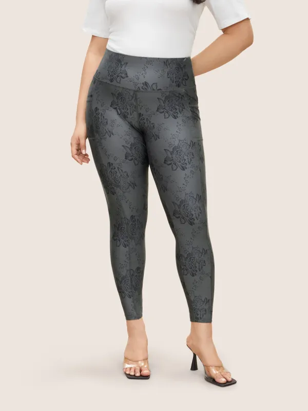 Floral Print Elastic Waist Pocket Side Leggings sold by Bloomchic