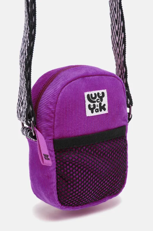 Brady - Crossbody Corduroy Bag in Hollyhock Purple sold by Lucy & Yak