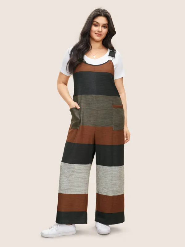 Colorblock Patchwork Patched Pocket Overall Jumpsuit sold by Bloomchic