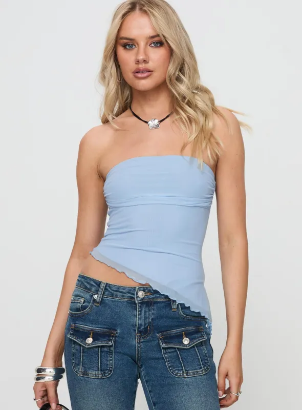 Blank Space Strapless Top Blue sold by Princess Polly