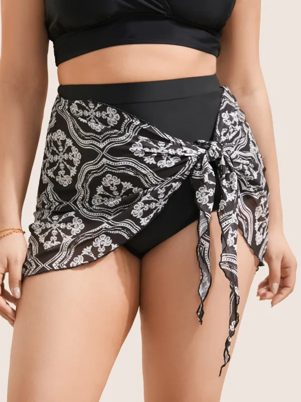 Bandana Print Patchwork Bowknot Swim Bottom sold by Bloomchic