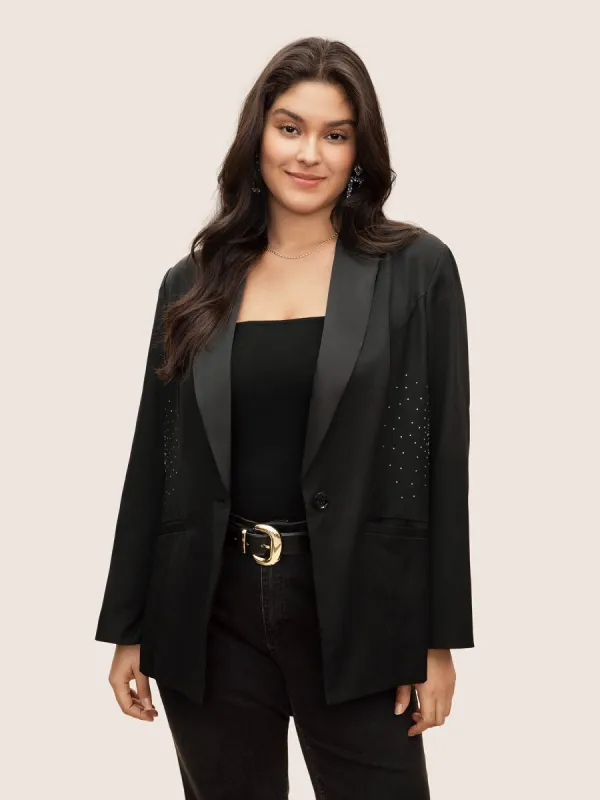 Rhinestone Detail Patched Pocket Button Up Blazer sold by Bloomchic