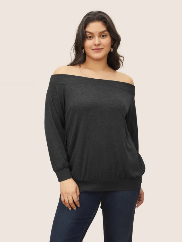 Solid Heather Off Shoulder T-shirt sold by Bloomchic