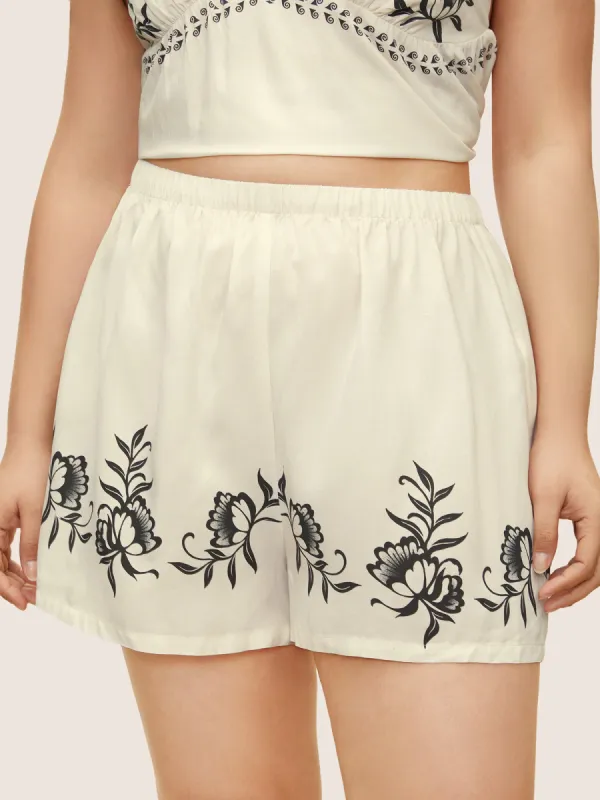 Boho Print Contrast Elastic Waist Sleep Bottoms sold by Bloomchic