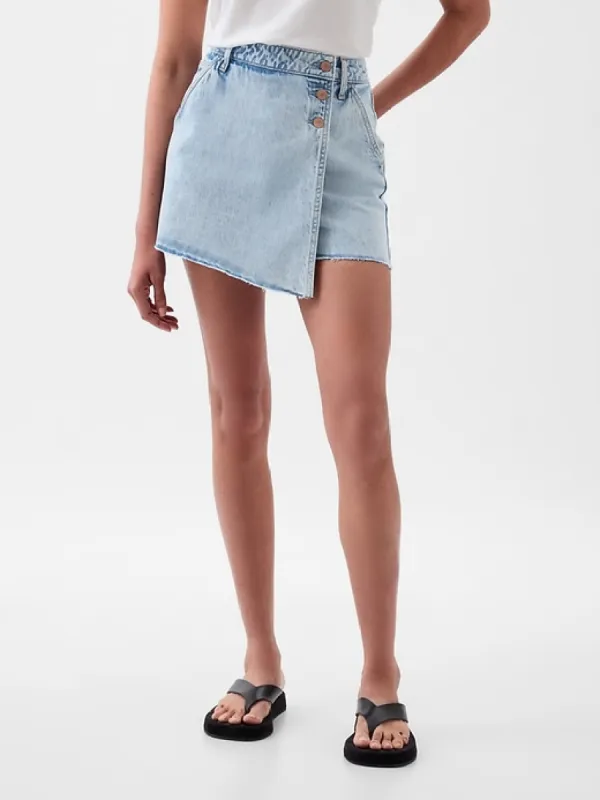 Denim Wrap Mini Skort | Parallel