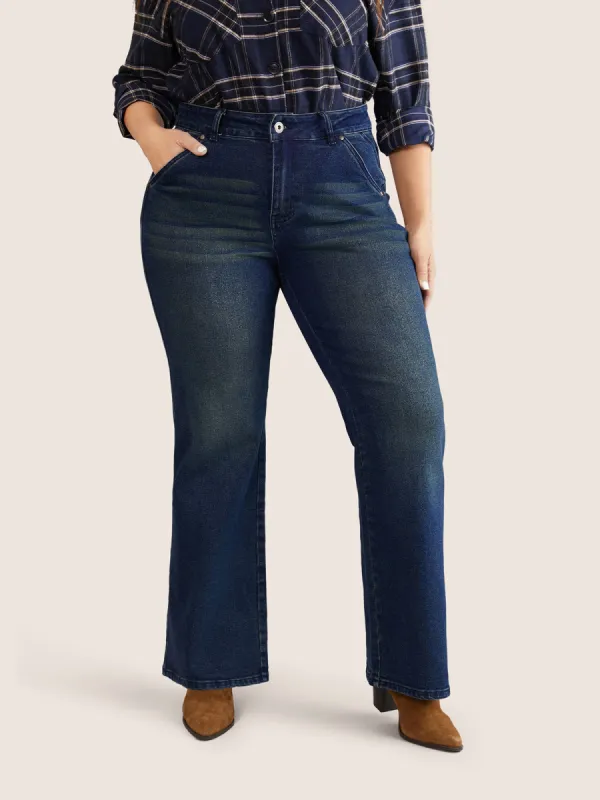 Dark Wash Bootcut Slant Pocket Jeans sold by Bloomchic