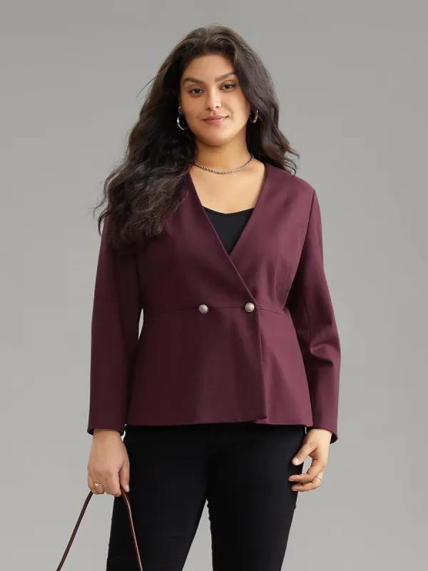 Plain Deep V Neck Buckle Detail Blazer sold by Bloomchic