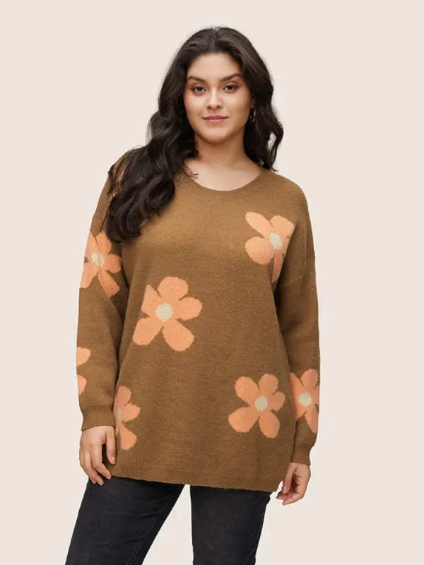 Supersoft Essentials Drop Shoulder Floral Jacquard Pullover sold by Bloomchic