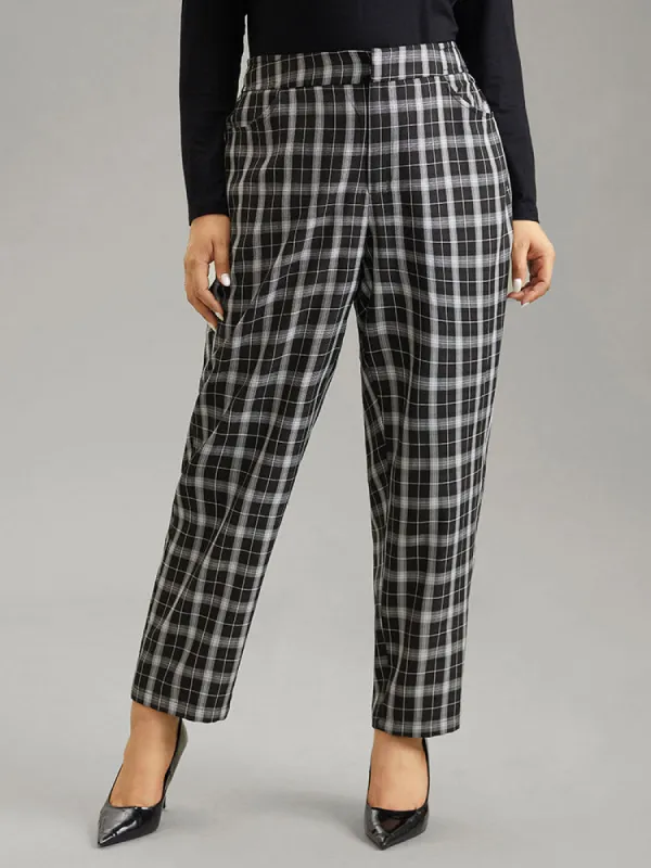 Plaid Elastic Waist Straight Leg Pants sold by Bloomchic