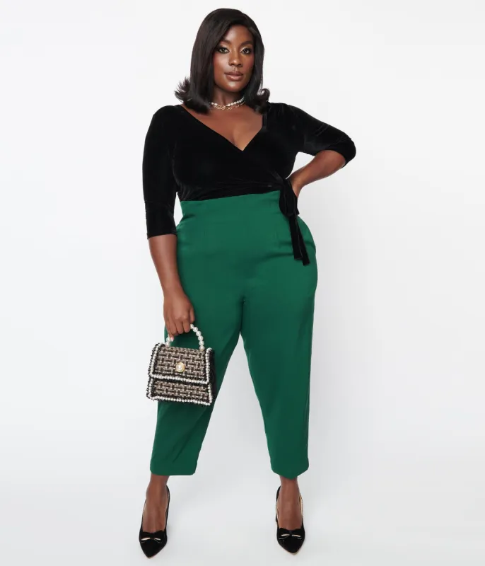 Unique Vintage Plus Size 1930s Emerald Front Pleat Pants sold by Unique Vintage