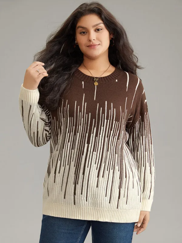 Striped Ombre Textured Elastic Cuffs Pullover sold by Bloomchic