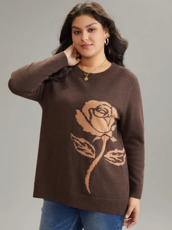 Anti-Pilling Floral Graphic Crew Neck Pullover sold by Bloomchic