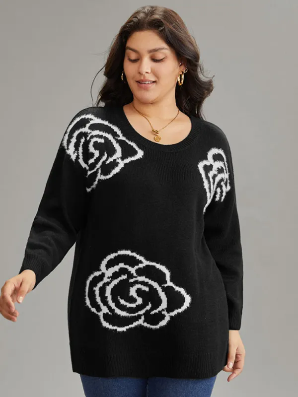 Floral Print Two Tone Drop Shoulder Pullover sold by Bloomchic