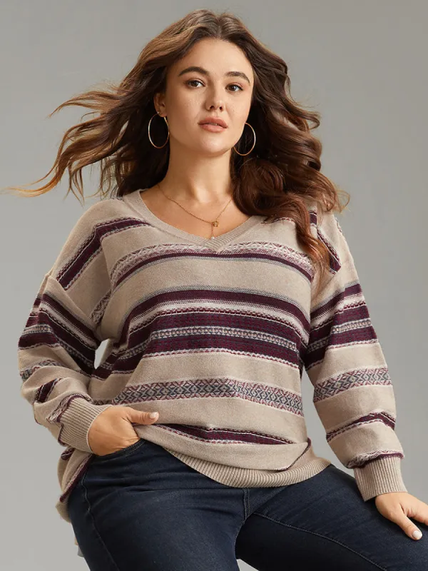 Supersoft Essentials Striped Print Drop Shoulder Pullover sold by Bloomchic